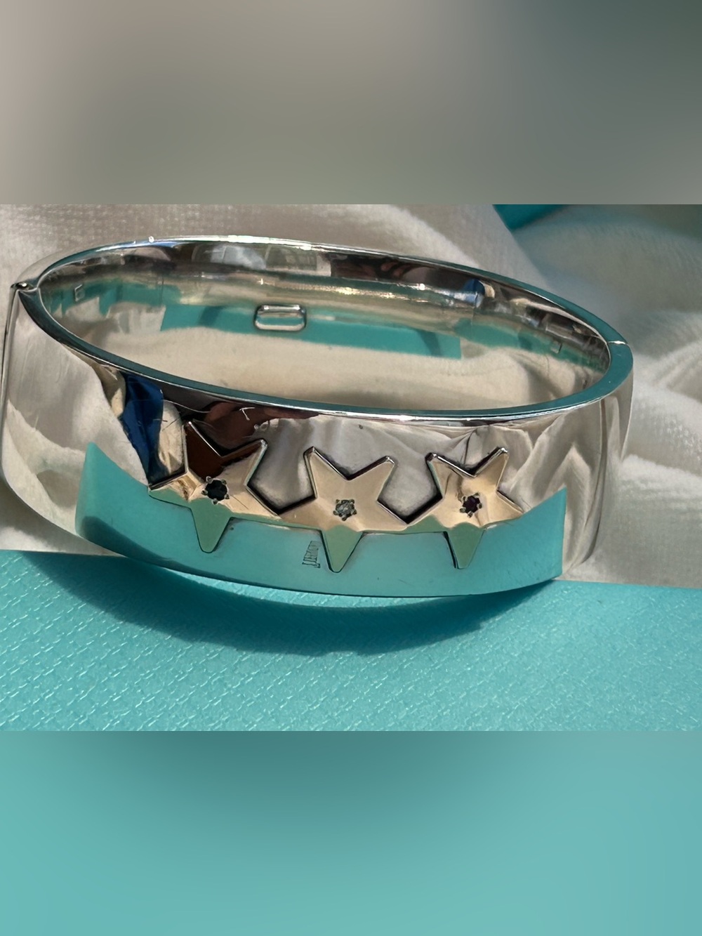 Tiffany & Co. Sterling Silver Gemstone Star Bangle Bracelet